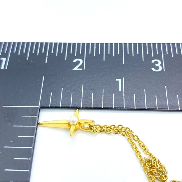 Dainty Gold Christian Cross Pearl Necklace - Picture 2 of 7